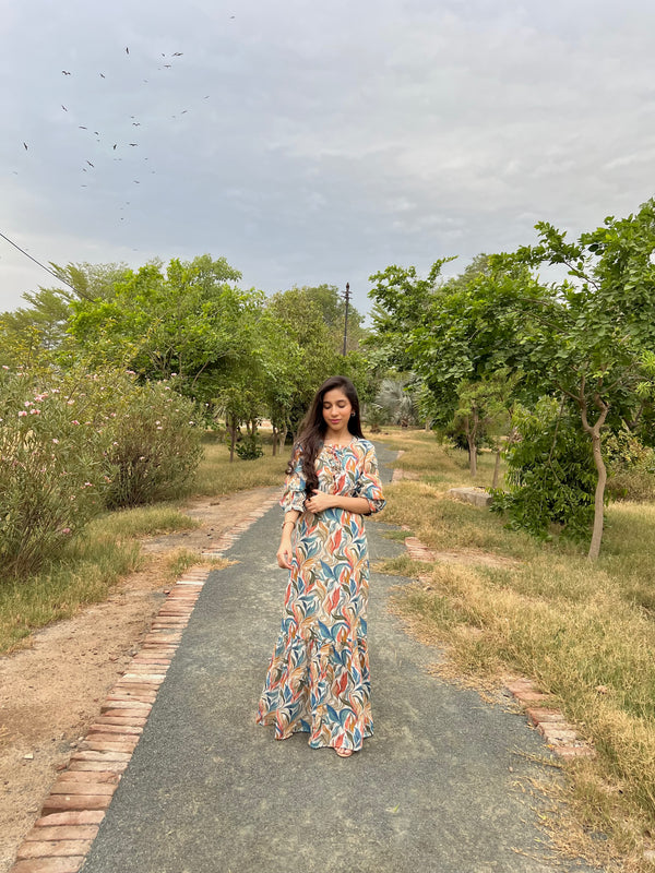 Long Floral Lawn Dress
